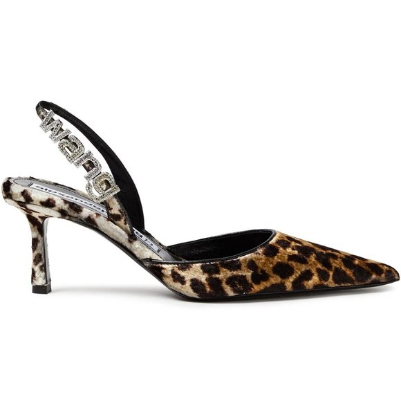 NEW Alexander Wang Leopard Slingback Heels | Bold Velvet Logo Pumps for Events - Picture 3 of 14